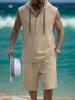 Mens Casual Loose Hooded Sleeveless Vest And Shorts Set