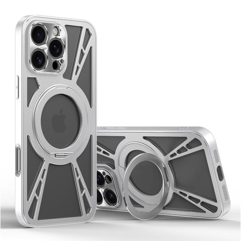 Magsafe Magnetic 360°Rotating Metal Bracket Ring Hollow Heat Dissipation Phone Case For iPhone 16 Pro Max 14 11 12 13 15 Pro Max