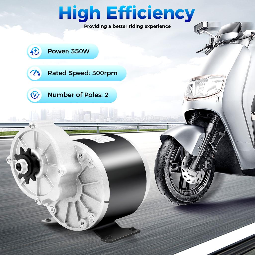MY1016Z 350W 24V Electric Gear Motor 300RPM, High Torque Brushed Motor for E-Bike Scooter Moped Agricultural Equipment DIY