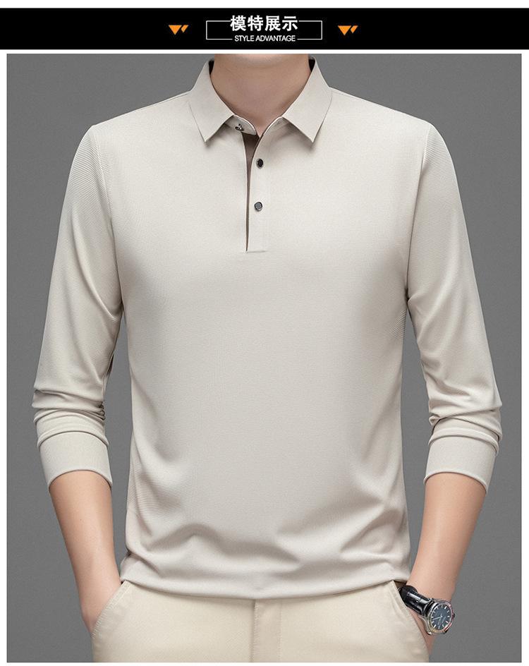 Men's Spring Long Sleeve Polo Shirt Solid Color Golf Shirts Fashion Business Casual Male Tops Tees