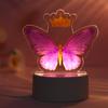 Pink Purple Butterfly Acrylic Sign Light LED With Crown  Butterfly Night Light Lamp Decor Birthday Party Room Christmas Gift