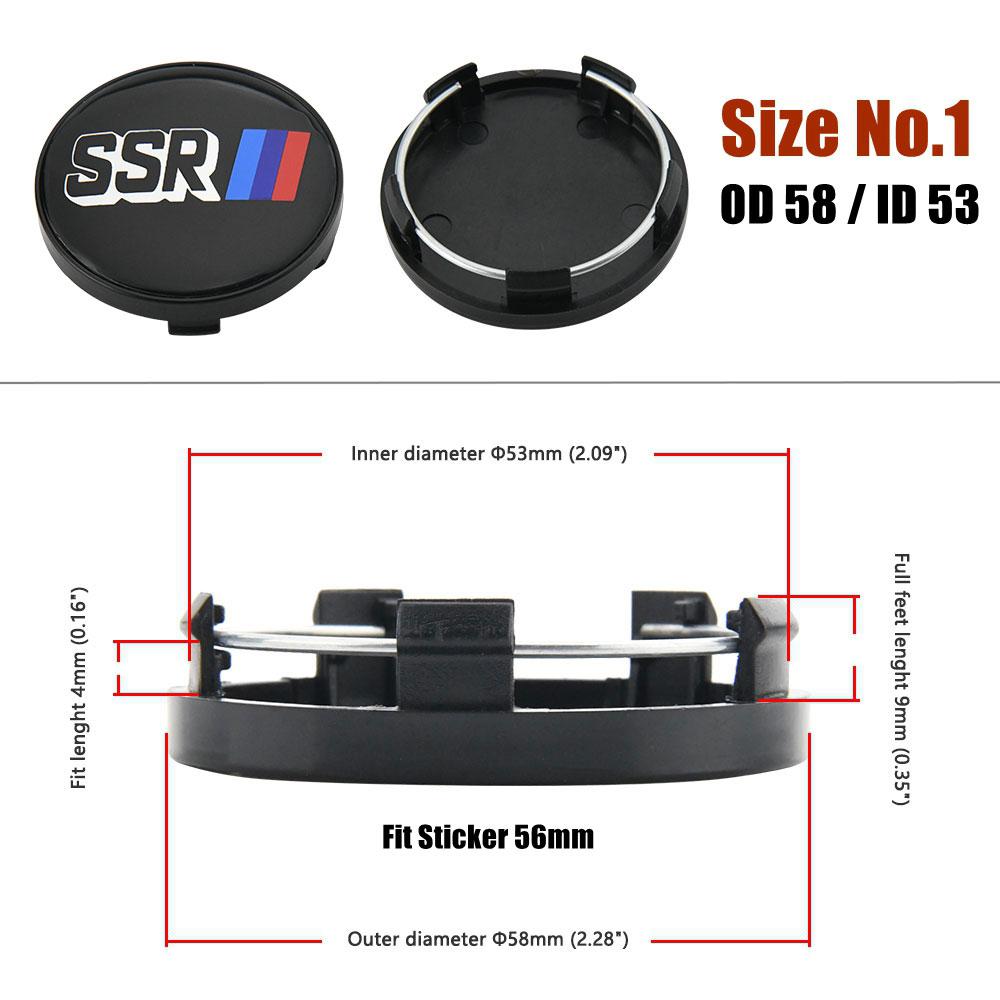 4PCS OD 58MM/60MM/63MM/65MM Cap For Rims SSR XXR Emblem Wheel Center Cap Sport Car Logo Wheel Cover Hub caps