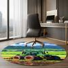 Truck Printed Round Rug Carpet Chair Rug Area Rug Entryway Doormats,for Office Chair Living Room Bedroom Kitchen Room.