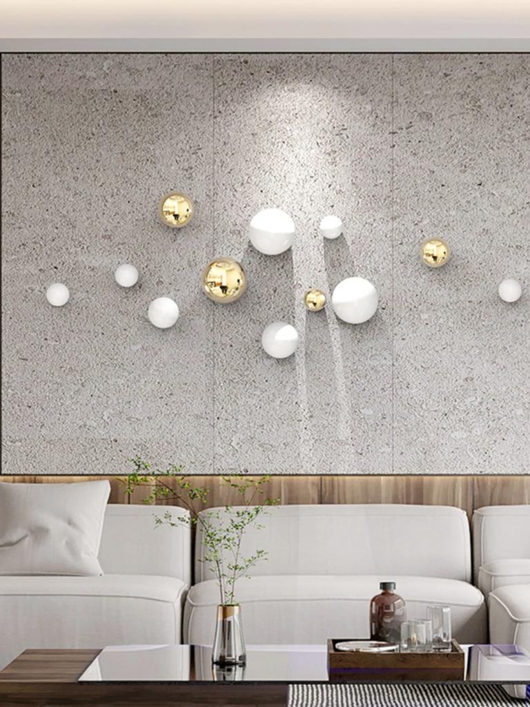 Hotel Wall Hanging Art Decor Living Room Wall Home Accessories Nordic Imitation Stainless Steel Plastic Decor Wall Hanging Ball