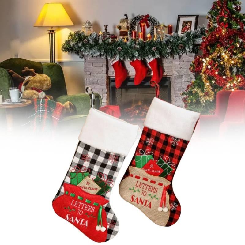 Beautifully Crafted Christmas Stocking Candy Bag With Unique Embroidered Details For Festive Decor