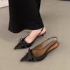 2024 Women's Summer New Simple Solid Color Fashion Pointed High Heels PU Leather Brand Designer Outdoor Banquet Women's Sandals