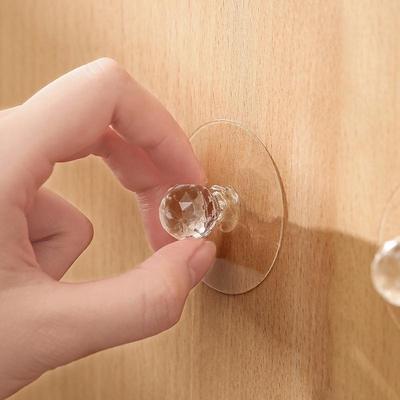 2 ks křišťálové úchytky na zásuvky bez vrtání, tvar diamantu, samolepicí akrylové knoflíky, úchytky na nábytek skříněk a šatních skříní, háčky na zavěšení