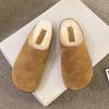 Fashion High Quality New Birken Women's Leather Slippers Winter Fashion Flat Shoes Thick Soled Casual Shoes Simple Casual Cotton Shoes