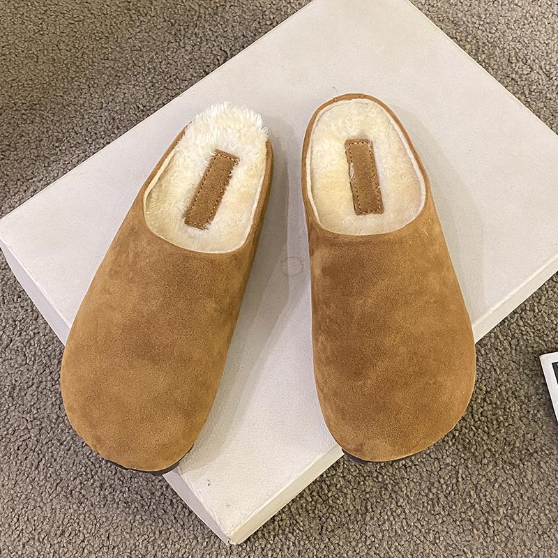 Fashion High Quality New Birken Women's Leather Slippers Winter Fashion Flat Shoes Thick Soled Casual Shoes Simple Casual Cotton Shoes