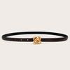 Rose Button Leather Belt For Women Adjustable Thin Waistband Jeans And Trousers