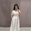 LYRIA Casual Striped Women Dress Lapel Single Breasted Short Sleeve Slim Waist Long Dresses New Lady Fashion Vacation Robe
