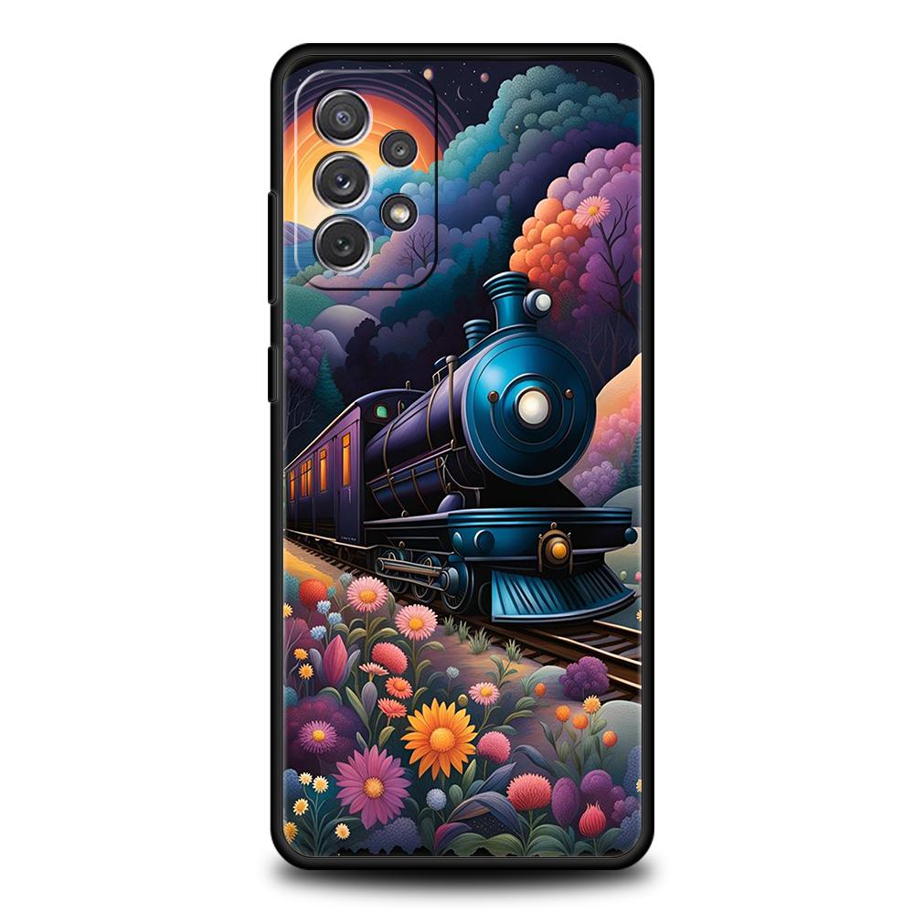 Cartoon Train Phone Case for Samsung Galaxy A15 A14 A25 A54 A34 A51 A71 A72 A73 A32 A52 A52S A11 A21S A31 A41 5G Soft Shell Bags
