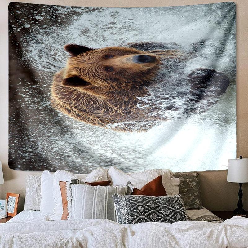 Autumnal Bear Family Scene Tapestry Room Decoration Wall Hanging for Living Room Bedroom, dormitory, Birthday and Christmas gifts