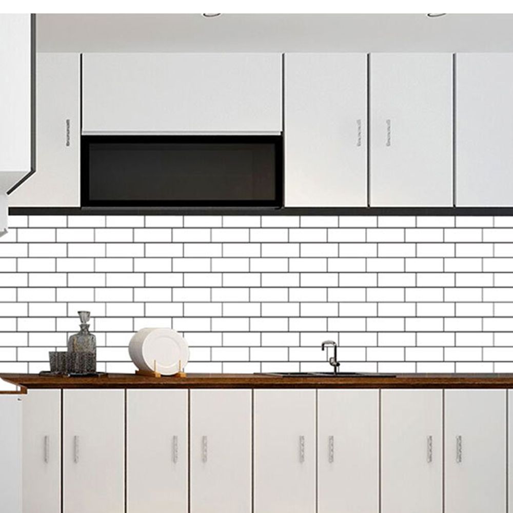 Backsplash Wallpaper White Subway Wall Tiles Peel and Stick Kitchen Bathroom 3D Tile Sticker