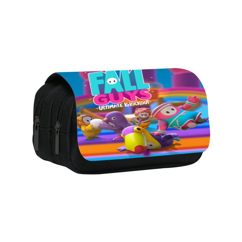 Fall Guys Pencil Case Double Layer Cartoon Stationery Bag For Students And Kids