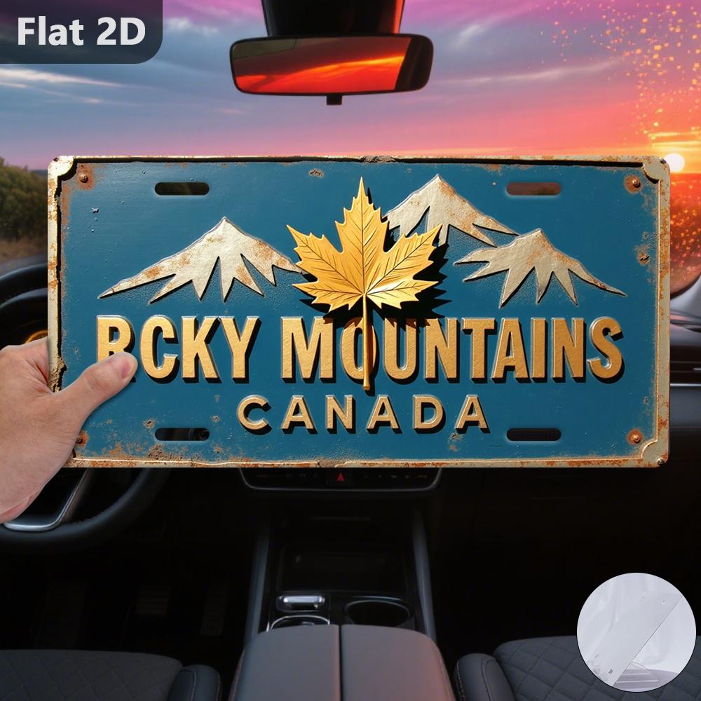 D Flatpc Only for Decoration Decoration Outdoor SignsRocky Mountains Canada Retro Metal Decor License Plate Shaped 15x30cm(5.9x7.8inch)