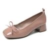 2025 Fall Chunky Heel Square Toe Bow Mary Jane Women’s Slip-On Shoes