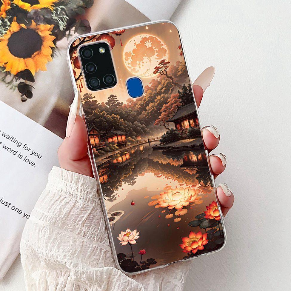 For Samsung A21s Case Cover Clear Fashion Luxury Cute Painted Back Cover For Samsung Galaxy A21s Phone Case A217F A217M A217N