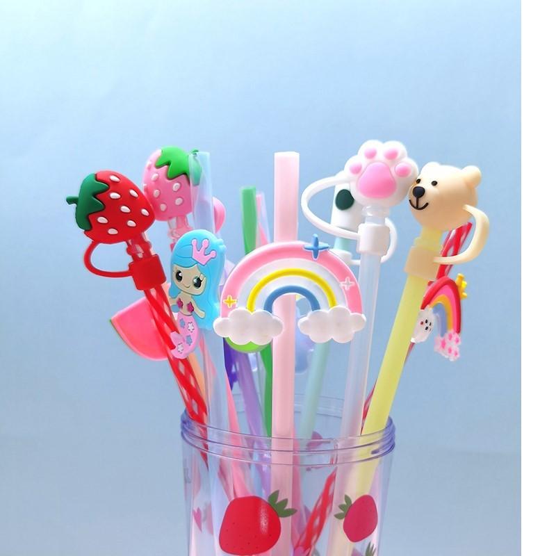 Household Silicone Material Dustproof Reusable Easy To Clean Cute Cartoon Straw Cap Plug Universal Plug Accessories