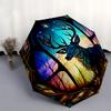 Deer Window Panel  Vibrant Forest Scene" Umbrella, Portable 3 Fold Compact Umbrella for Men & Women,S281