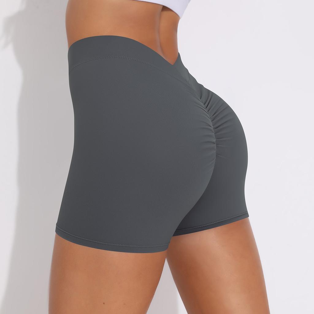 Sexy V-Back Shorts High Waisted Hip Lifting Yoga Shorts Women's Nylon Tight Fitting Shorts Training Sports Fitness Pants