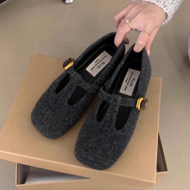 Suding French Single Shoes Women's Gentle Evening Breeze with Skirt 2025 Doudou Shoes Grandma Retro Temperament Mary Jane Shoes Tide