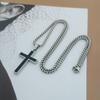 Stylish Cross Pendant Necklaces for Men Boys,Black Stainless Steel Cross Collars,Cool Punk Prayer Jewelry Gifts