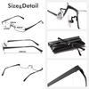 K-eines Stylish Under-Rim Square Metal Eyeglass Frames with UV and Blue Light Protection (Black)