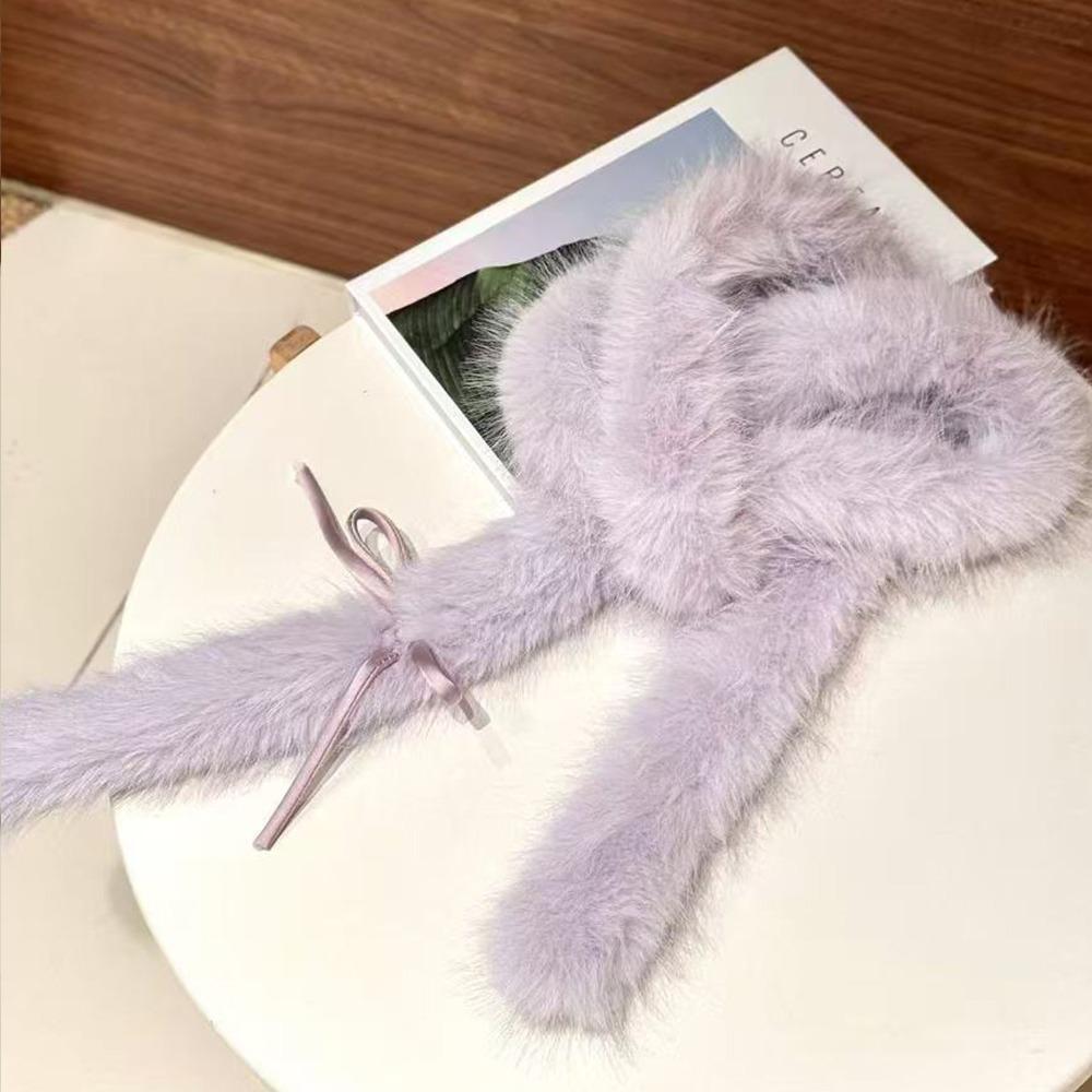 Fluffy Y2k Bow Scarf Harajuku Women Scarf Elegant Bowknot Fur Scarf  Streetwear