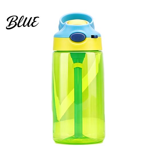 Anti Choking Training Bottle for Kids Cartoon Sippy Cup 470ml Water with Straw Adjustable Strap Pop Up Cup Outdoor Activities Lid Flip Top