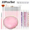 22PCS Professional Nail Art Brush Set Design Tip Acrylic UV Gel Lines Painting Drawing Carving Dotting Pen DIY Manicure Tool
