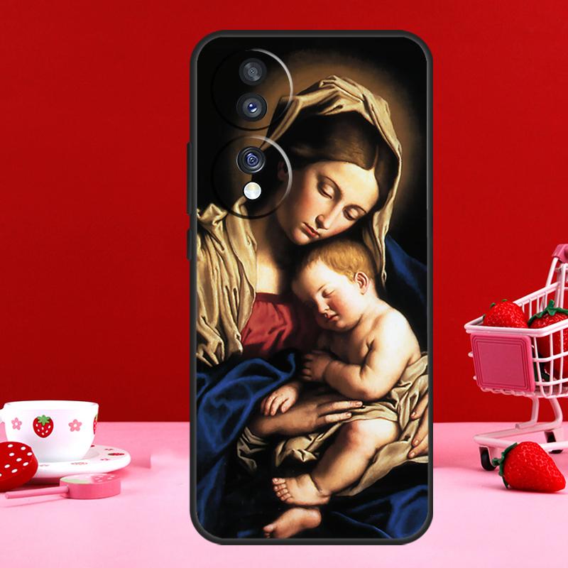 מריה הבתולה וישו לכבוד מארז ל-Honor Magic 6 Pro 5 Lite 50 70 90 עבור Honor X8a X9a X7 X8 X9 X6a X7a X8b X9b כיסוי