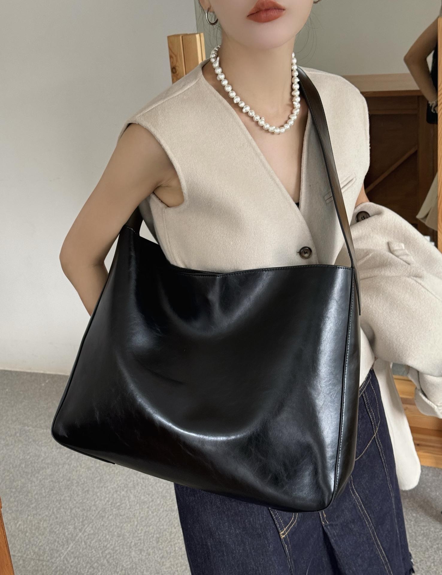 

Досуг Большая вместительная сумка-ведро Ретро одноплечевая сумка женская 2025 новая высококачественная кожаная женская сумка 40x11x31.5cm