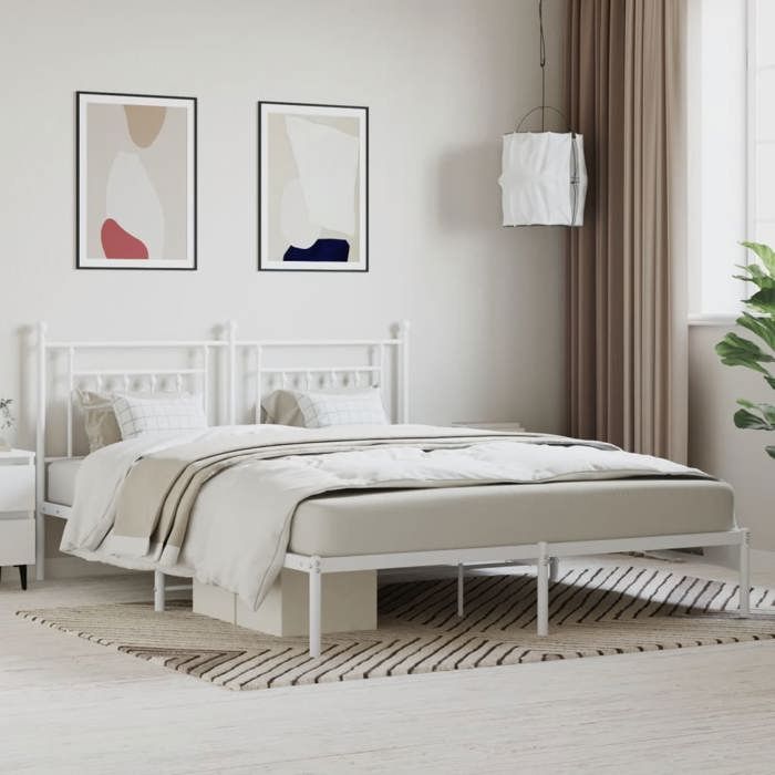 VidaXL Cadre de lit métal avec tête de lit blanc 160x200 cm 353589