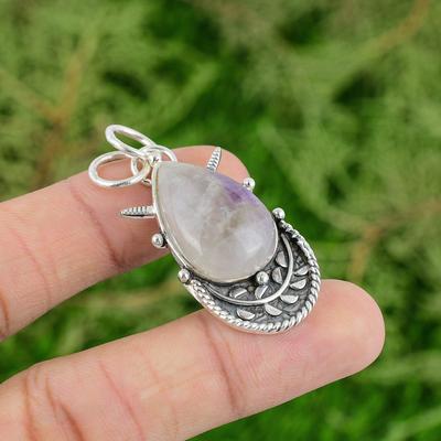 Chevron Amethyst Pendant Gemstone Jewelry 925 Sterling Silver Pendant Handmade Pendant Silver Jewelry Gifts For Her