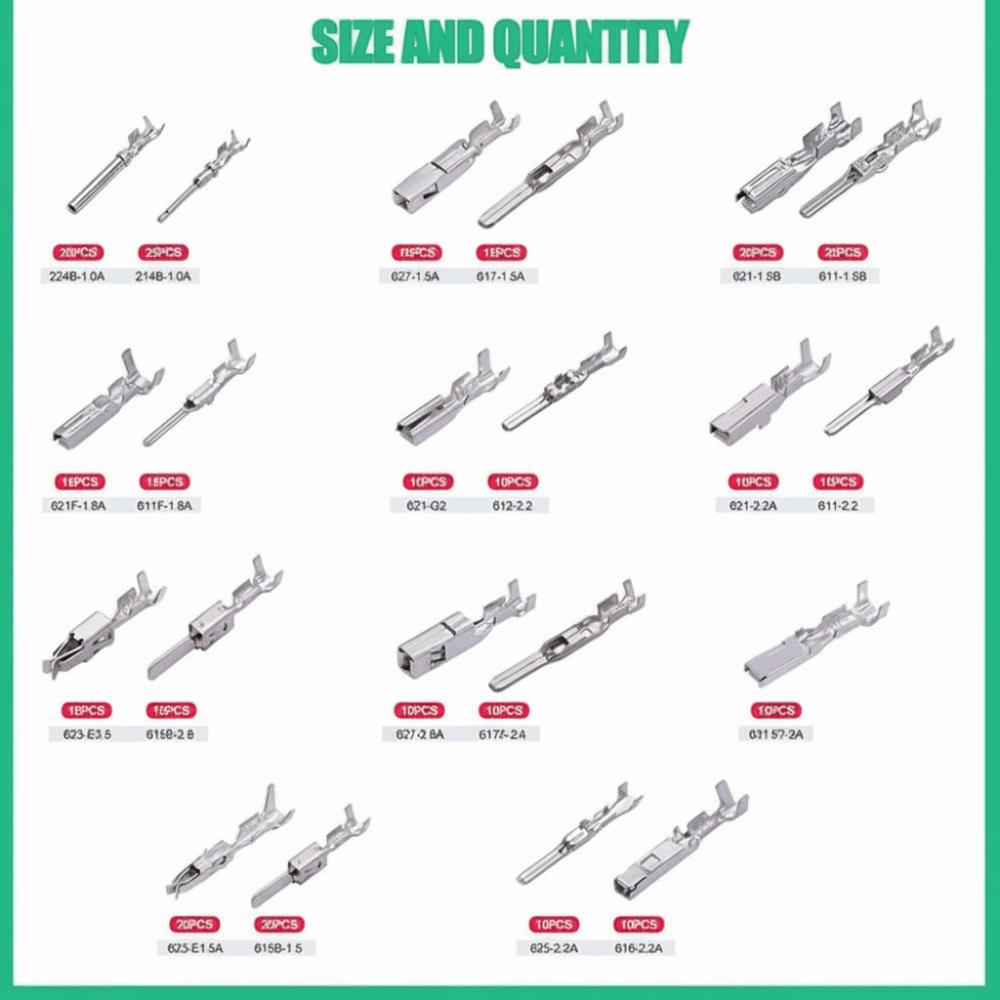 290PCS Wire Terminal Pins 21Type Electric Connector Pin Pin Terminal Crimp Pins Crimping Pins