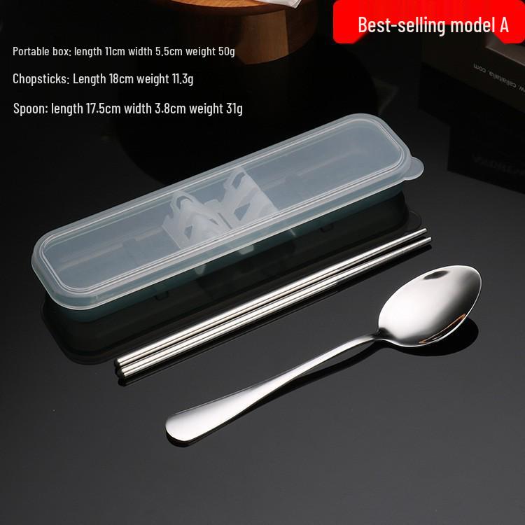Portable Stainless Steel Cutlery Set: Fork, Spoon & Chopsticks - Ideal for Students & Outdoor Use