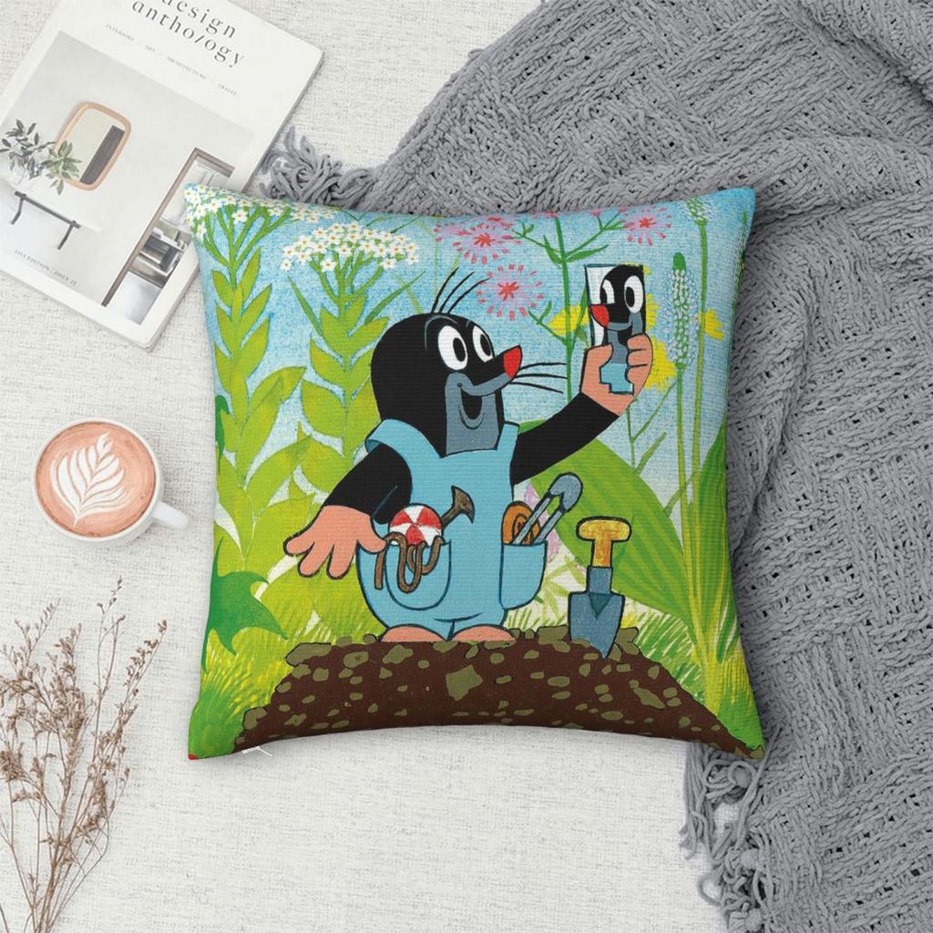 Mole Happy Krtek Square Pillowcase Cushion Cover Pillow Case Throw Pillow Cover for Home Sofa Living Room