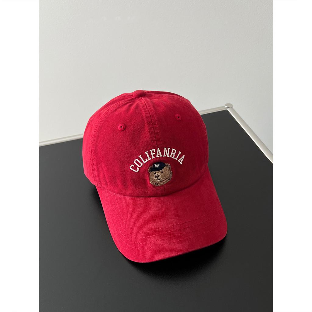 Bear Embroidered Colifanria Baseball Cap With Adjustable Sun Protection Outdoor