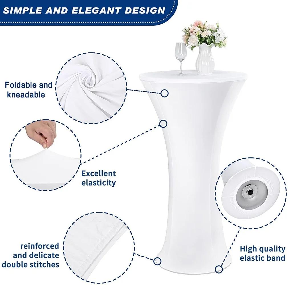 Cocktail Round Tablecloth L Spandex Stretch High Top Round Table Cover for Wedding Banquet Birthday Outdoor Party Bar Fair Table
