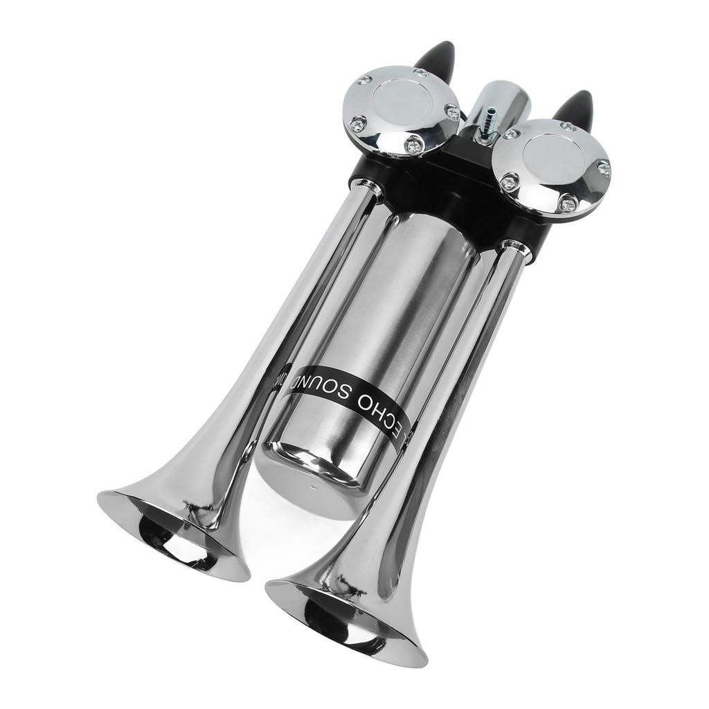 300DB Car Air Horn Zinc Alloy Chrome Plating Double Tube Loudspeaker for Train Ship SUV RV Truck Motorcycle DC 12V 24V
