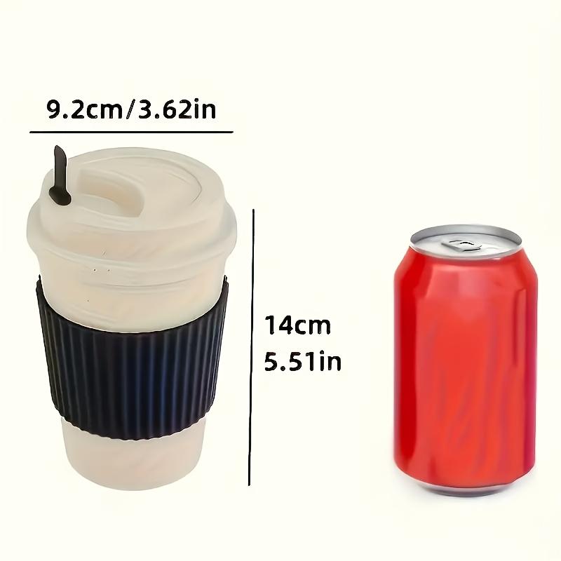 

1pc Reusable Coffee Mug with Lid and Sleeve, Plastic Portable Leak-Proof Travel Mug for Outdoor Camping and Home Use - Family Recommended чёрный