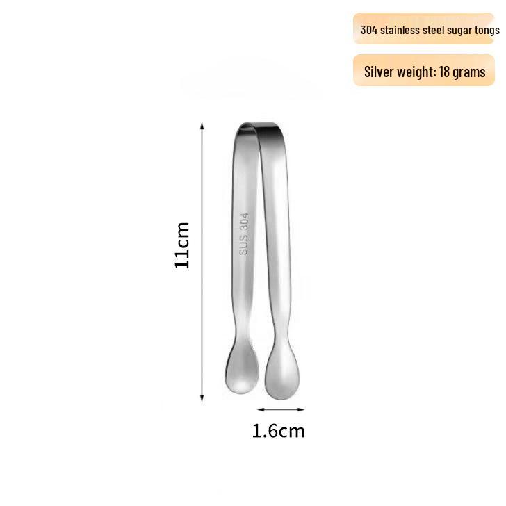 304 Stainless Steel Sugar & Ice Tongs for Coffee and Food, Thickened, Ideal for Restaurant and Bar Use.