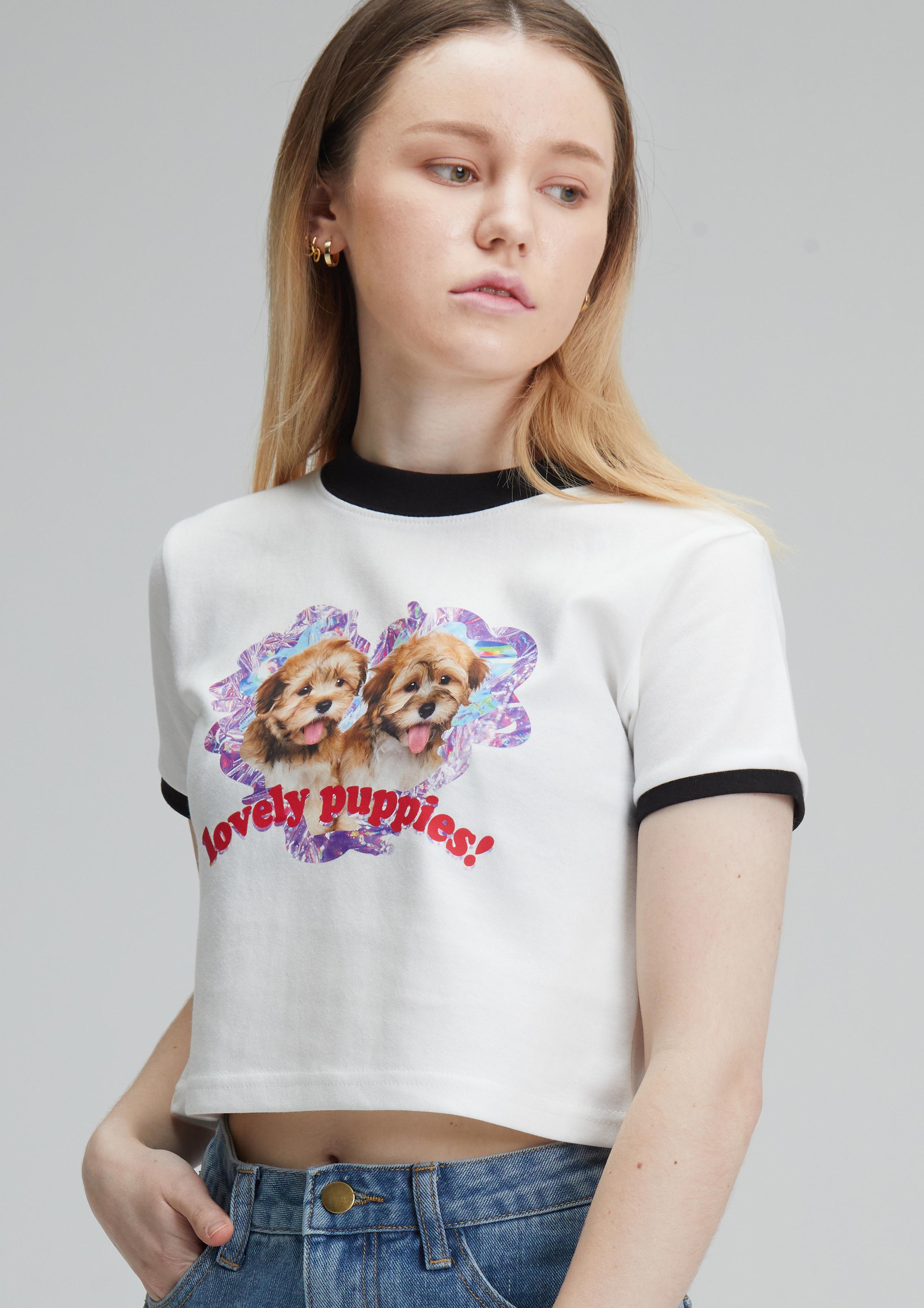 Radineo Lovely Puppy White Crop Top Free