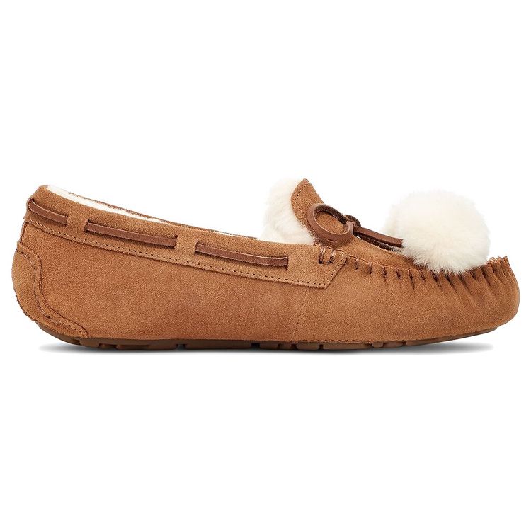 UGG Dakota Pom Pom Casual Slip-On Suede Flats Women Flats Chestnut 1124030-CHE