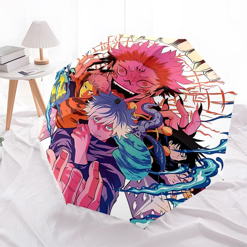 1 Stück von Jujutsu Kaisen insprierter Regenschirm: Automatisches Öffnen, Faltbares Design, Für den Außenbereich geeignet, Perfektes Geschenk für Fans und Reisende.I104