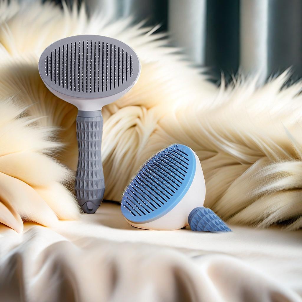 Pet Brush with Soft Stainless Steel Pins for Shedding One-Click Self-Cleaning Pet Slicker Brush for Long & Short Haired Dogs Cat