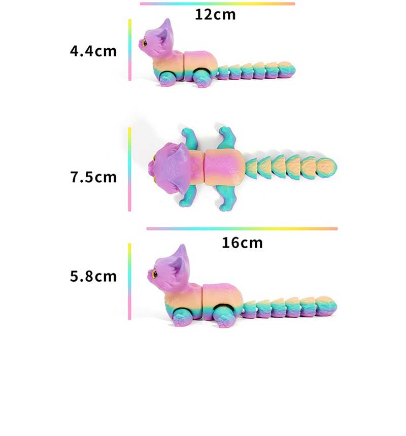 6.3/4.72 Inch 3D Printed Cute Cats Movable Joint Fidget Toys Stress Relief Decompression Desktop Ornament Kid Toy for Kids Gift