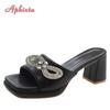 Aphixta Plus Size 45 46 Cool 7cm Chunky Heels Platform Women Flip Flops Summer Peep Toe Slides White Baby Pink Shoes