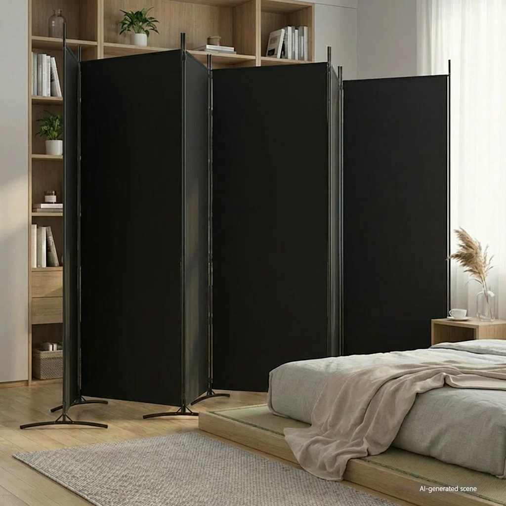 Vidaxl Parawan 6-Panelowy, Czarny, 520X180 Cm, Tkanina